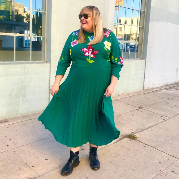 ASOS Curve Dresses & Skirts - ASOS CURVE Embroidered Pleated Dress